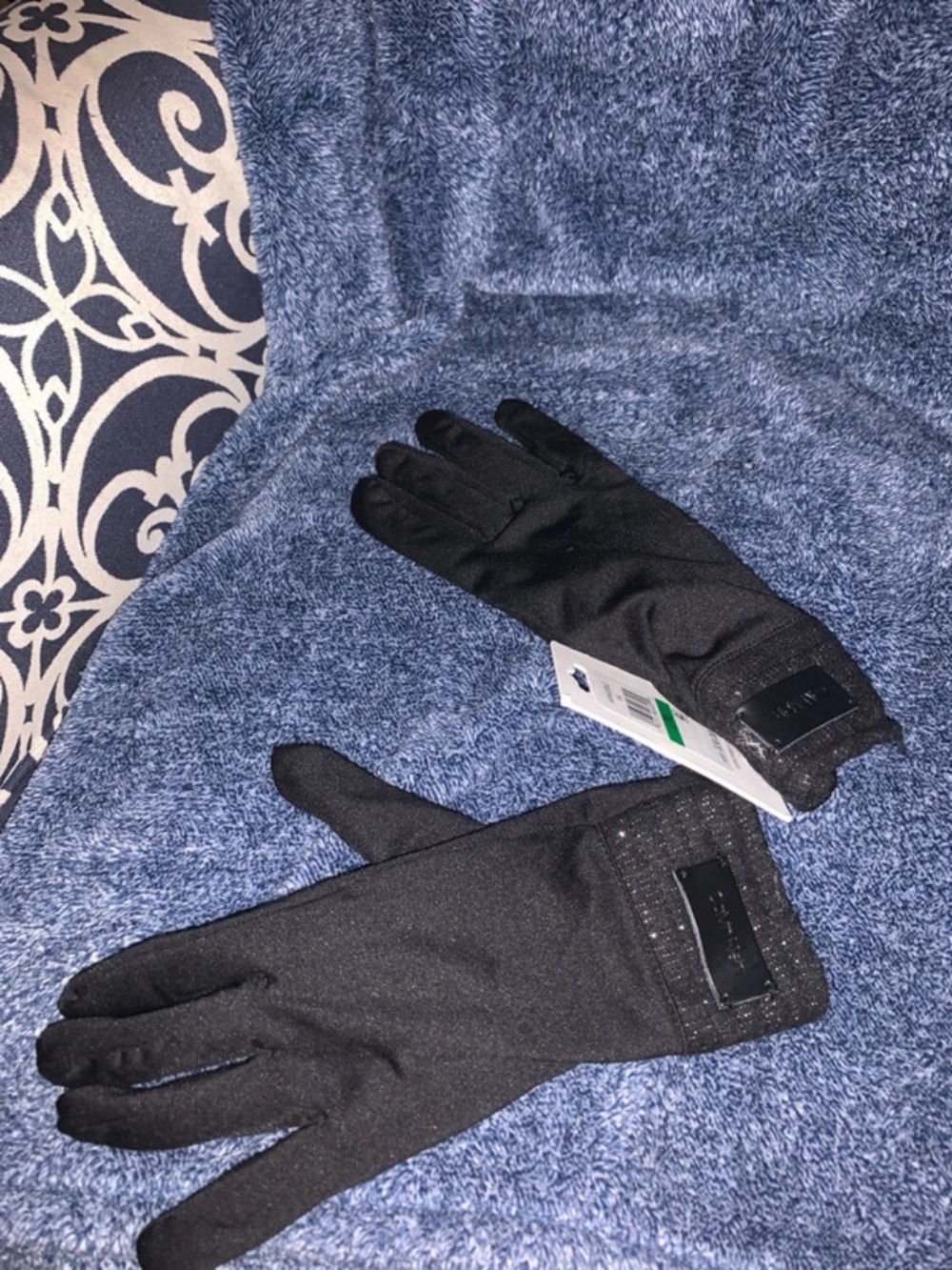 Calvin Klein Black Knit Touchscreen Gloves with Logo Plaque